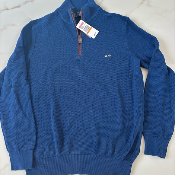 NWT Vineyard Vines Men's Persian blue Quarter-Zip Knit Sweater size small